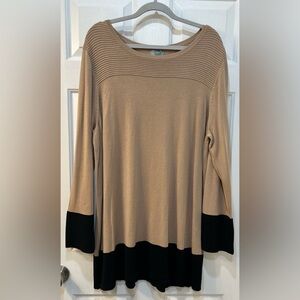 NWT Joseph A. Colorblock Tunic Sweater Size 3X Textured Zipper Accent Preppy